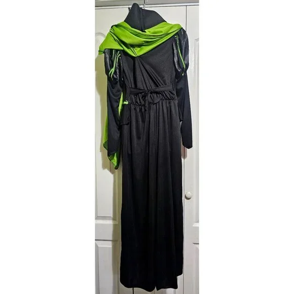 Wizard of Oz Wicked Witch Elphaba Costume Girls 10-12 Dress Glasses Hat Broom - Picture 6 of 12